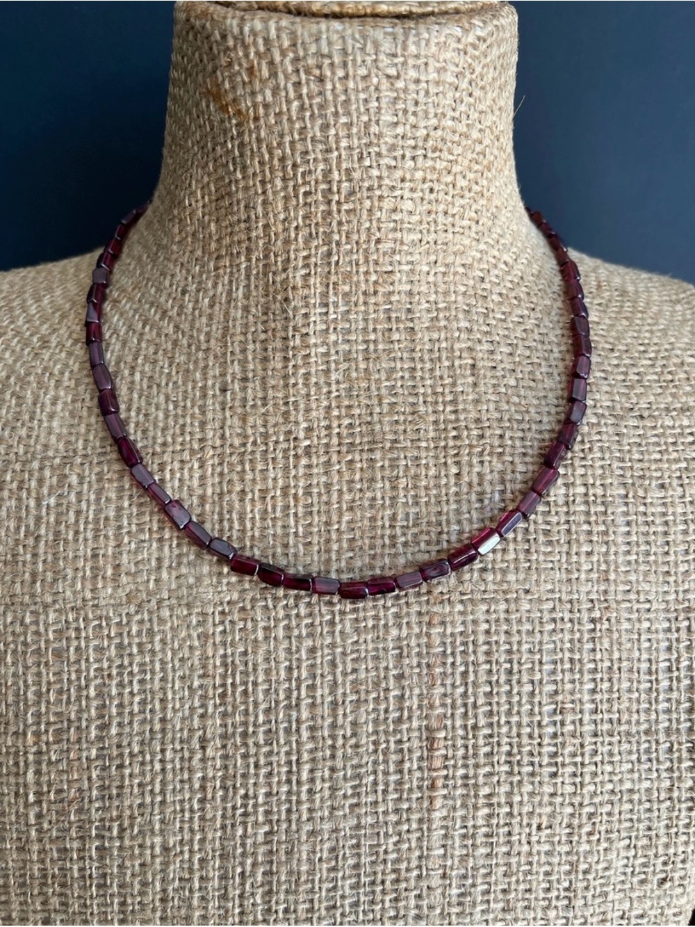 New genuine garnet beaded necklace.